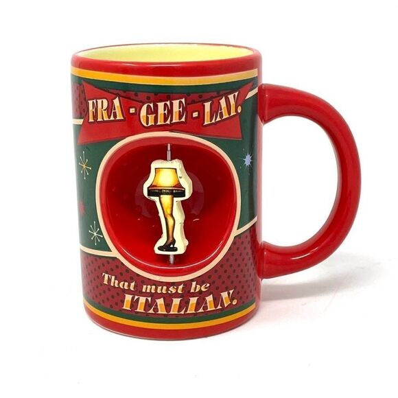 Fra-gee-lay A Christmas Story mug features a spinning Leg Lamp - Picture 1 of 5